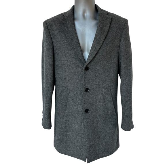 Vintage DKNY Blazer Gray Black White Wool Blend Tweed Overcoat Men's Size 36R - Picture 1 of 11